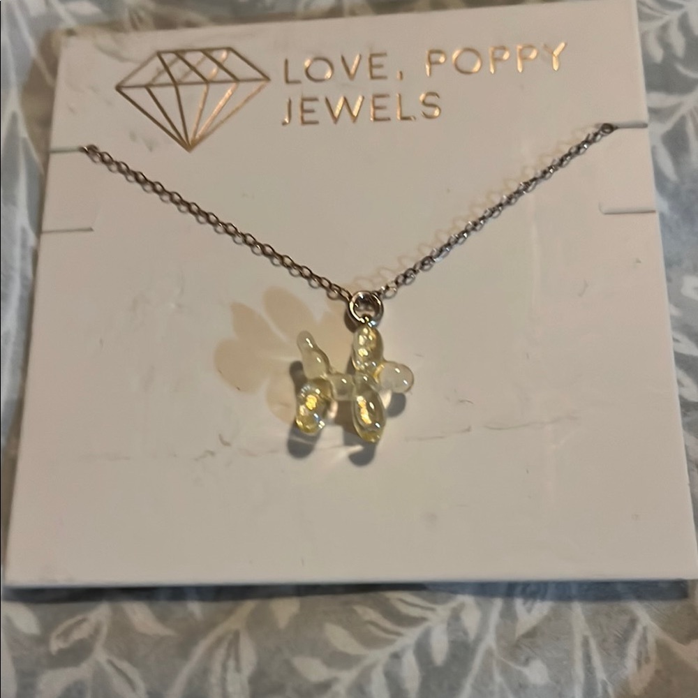 Love Poppy Silver Necklace with Ballon Dog Charm